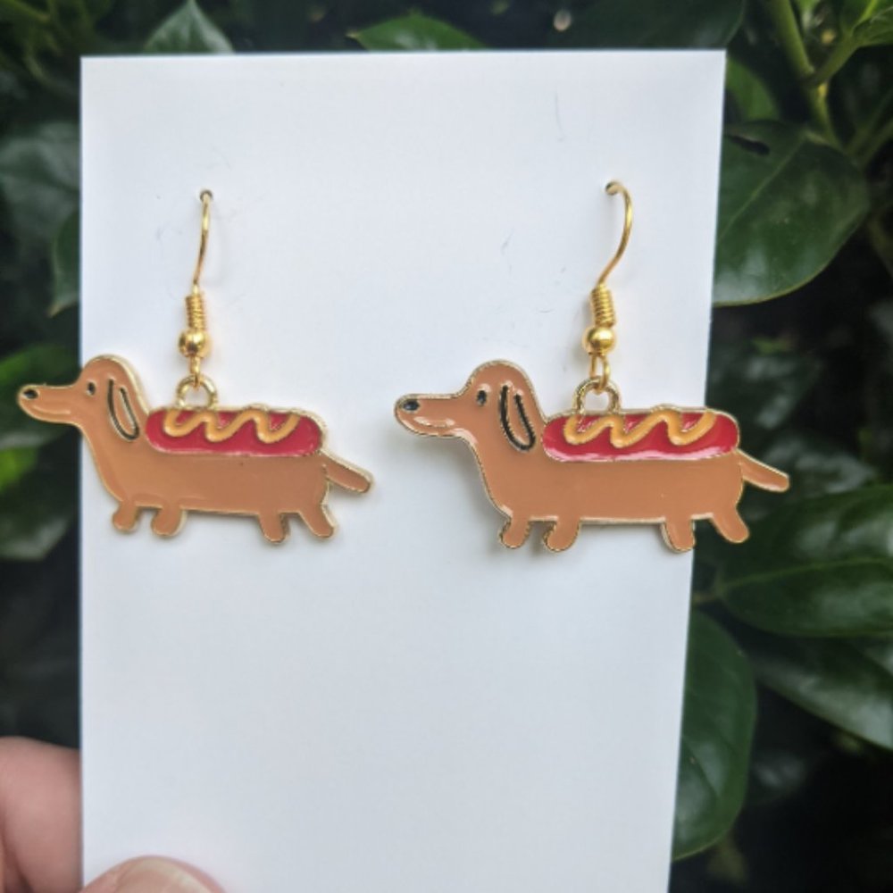 Weiner Dog Hot Dog Earrings